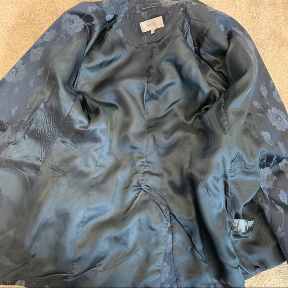 REISS Peony jacket jacquard double breasted blazer in navy Sz 6 NWOT - Picture 13 of 17